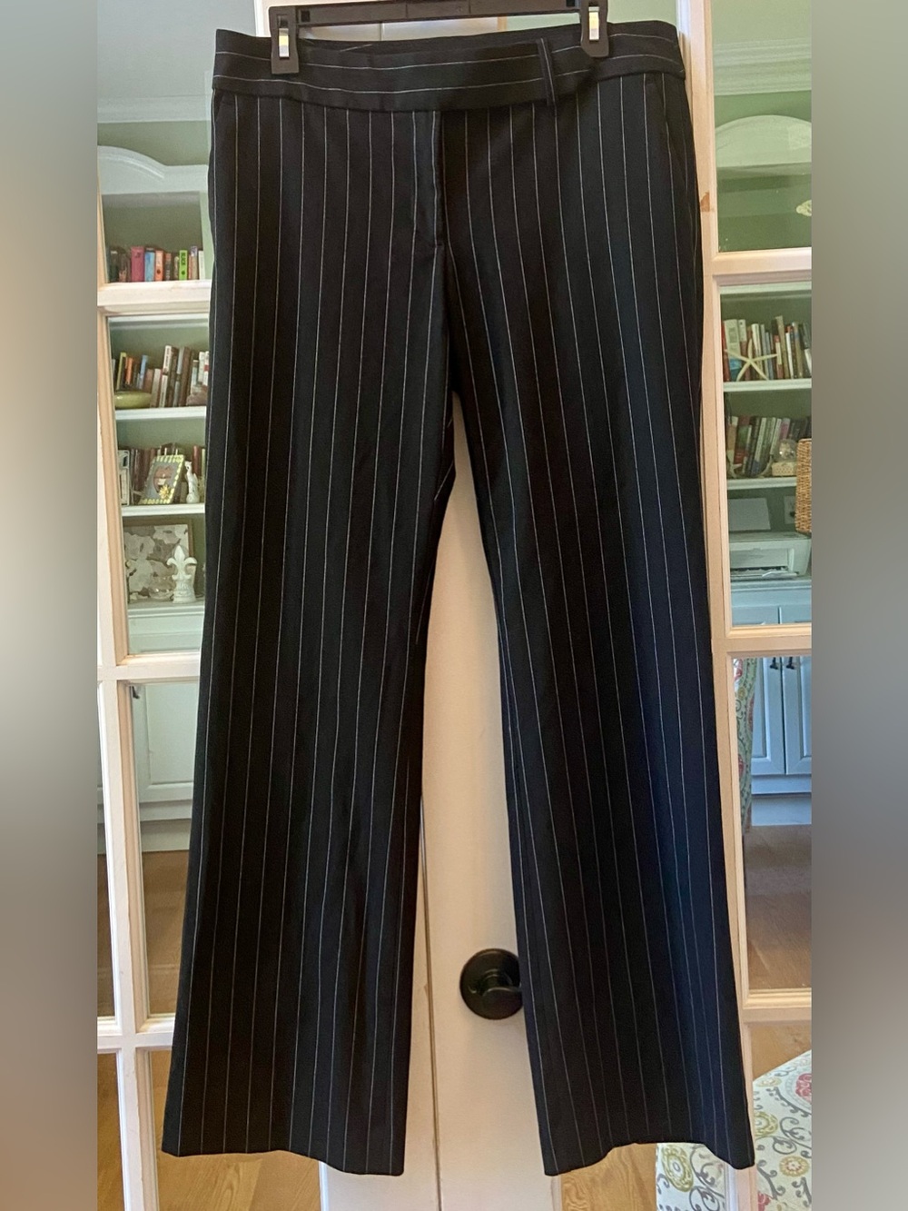 LOFT Marissa Trouser Black Pinstripe Dress Pants Size 8